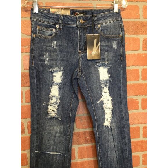 Vella Jean Womens Distressed Skinny Jeans Size 7 Cotton Blend Blue Stretch - Picture 2 of 9